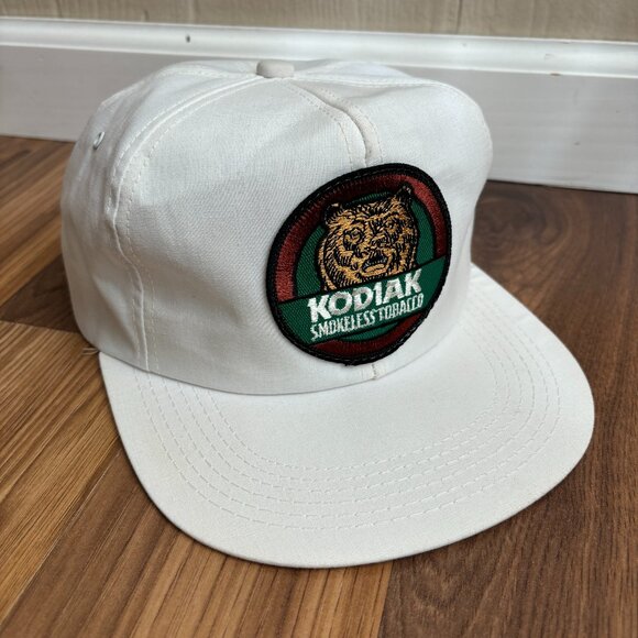 Vintage Kodiak Smokeless Tobacco Baseball Hat White Snapback Adjustable - Picture 1 of 11